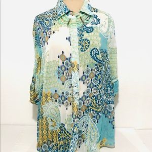 Coldwater Creek Boho Paisley Tunic Top Blouse